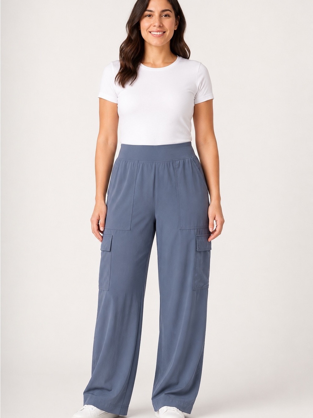 Athleta Wide Leg Cargo Pants Slate Blue Size 10